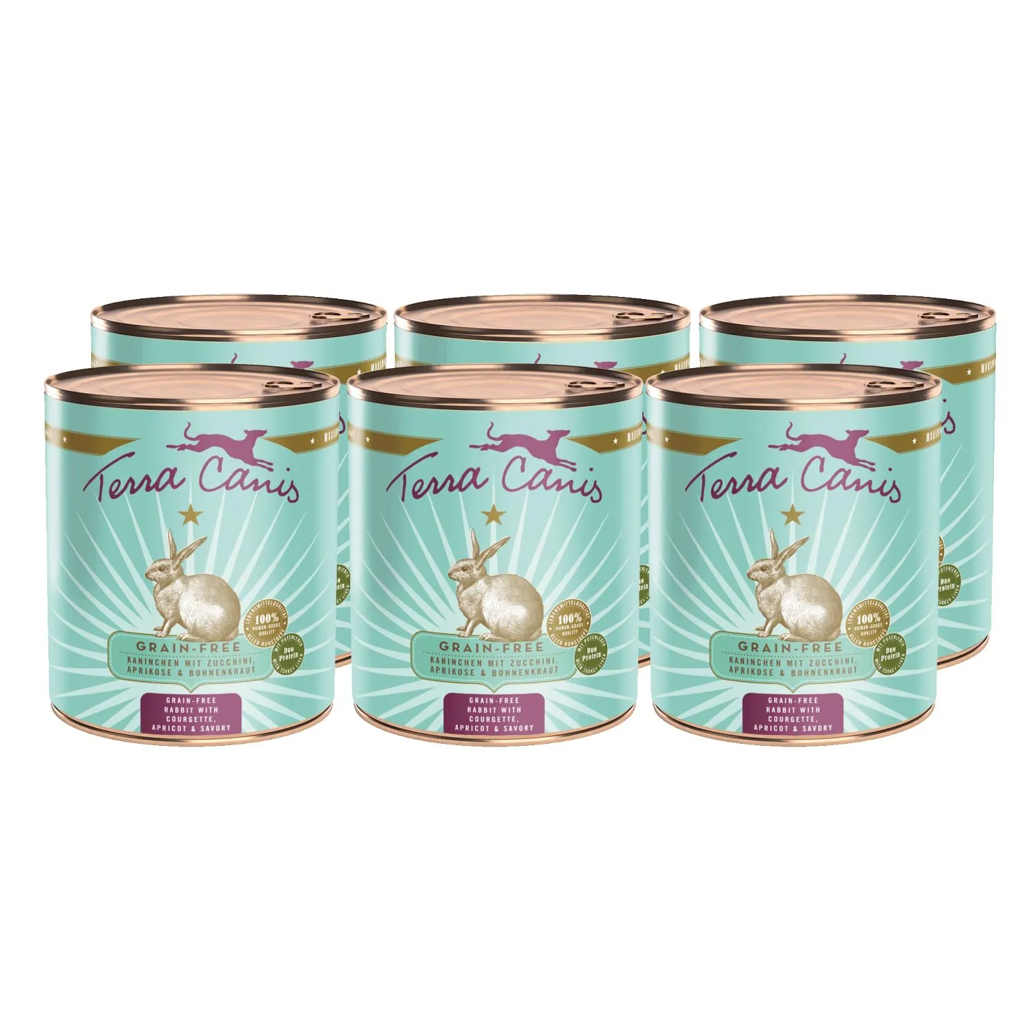 Terra Canis Coniglio, cibo umido senza cereali per cani, 6x800g - immagine 1
