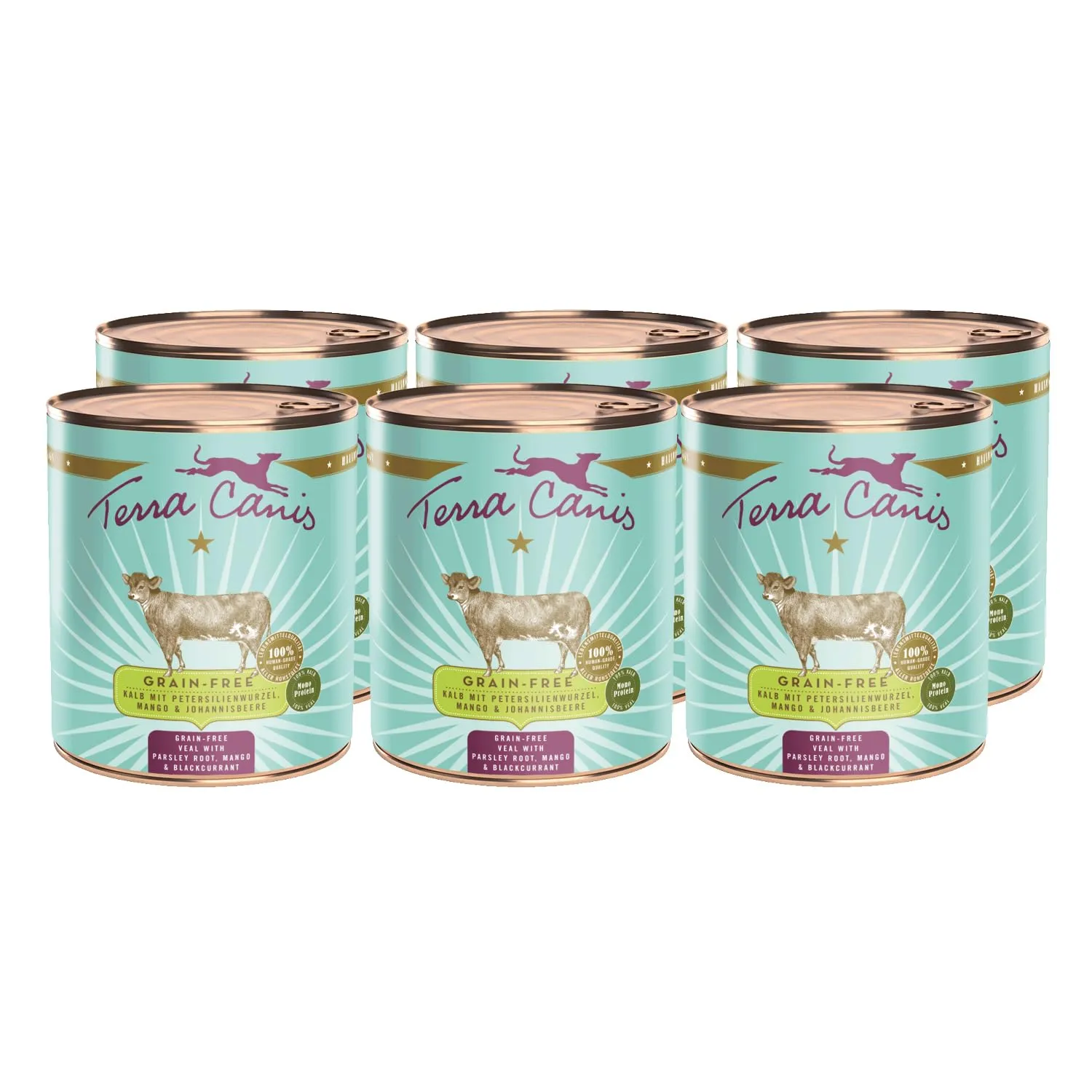 Terra Canis Vitello, cibo umido senza cereali per cani, 6x800g - immagine 1