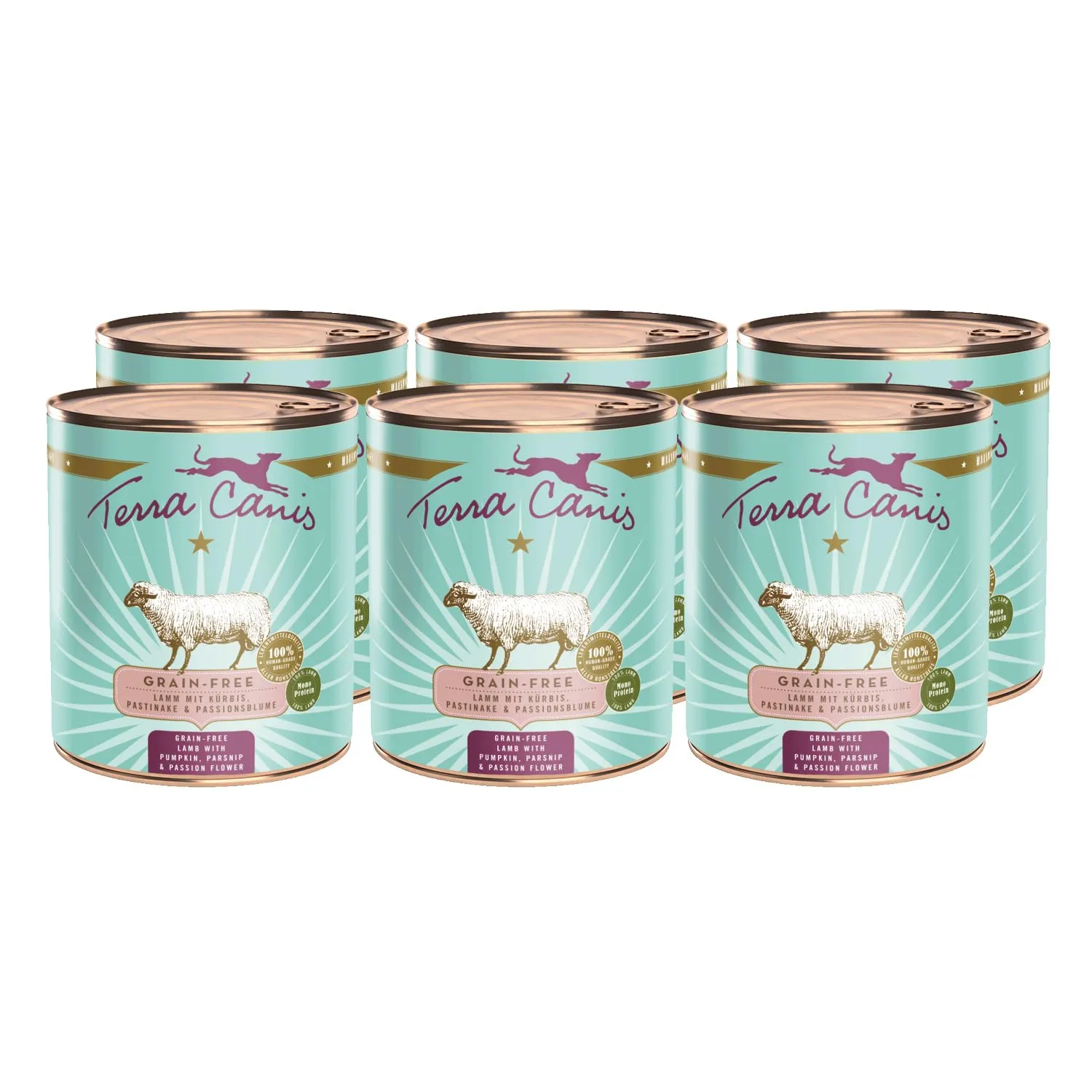Terra Canis Agnello con zucca, cibo umido senza cereali per cani, 6x800g - immagine 1