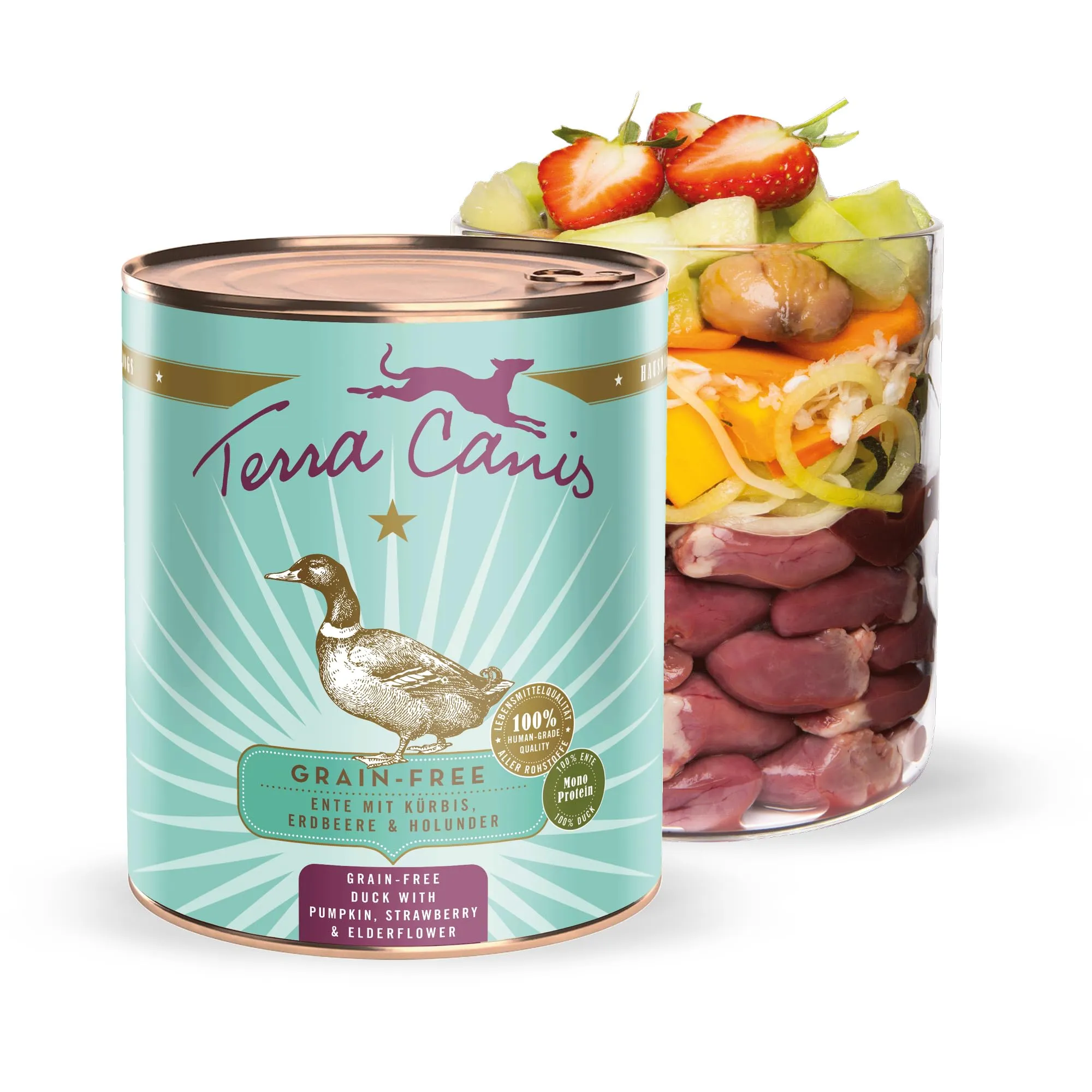 Terra Canis Anatra con zucca, cibo umido senza cereali per cani, 800g - immagine 1