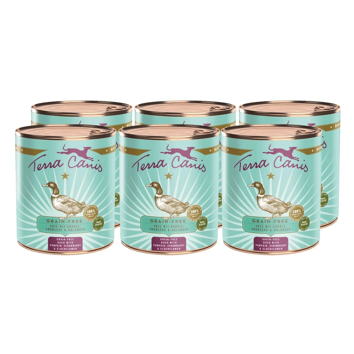 Terra Canis Anatra con zucca, cibo umido senza cereali per cani, 6x800g - immagine 1