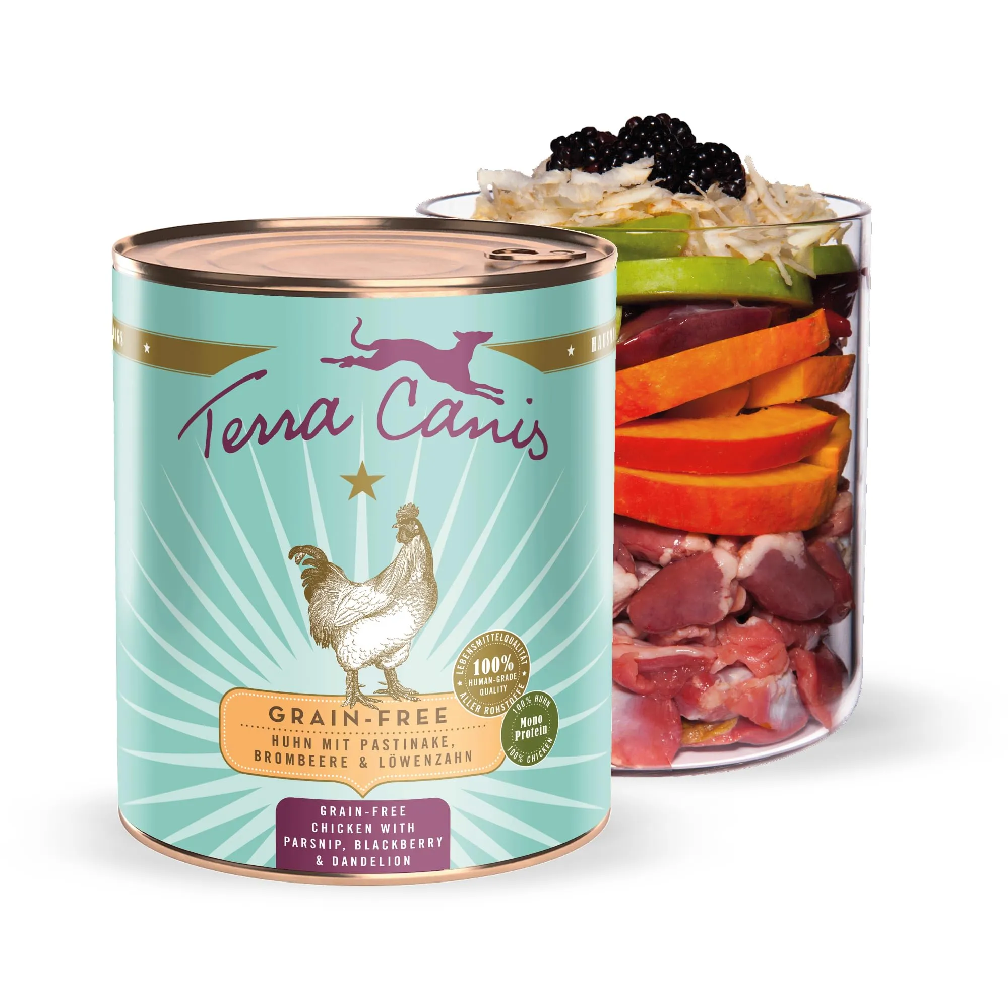 Terra Canis Pollo con pastinaca, cibo umido senza cereali per cani, 800g - immagine 1