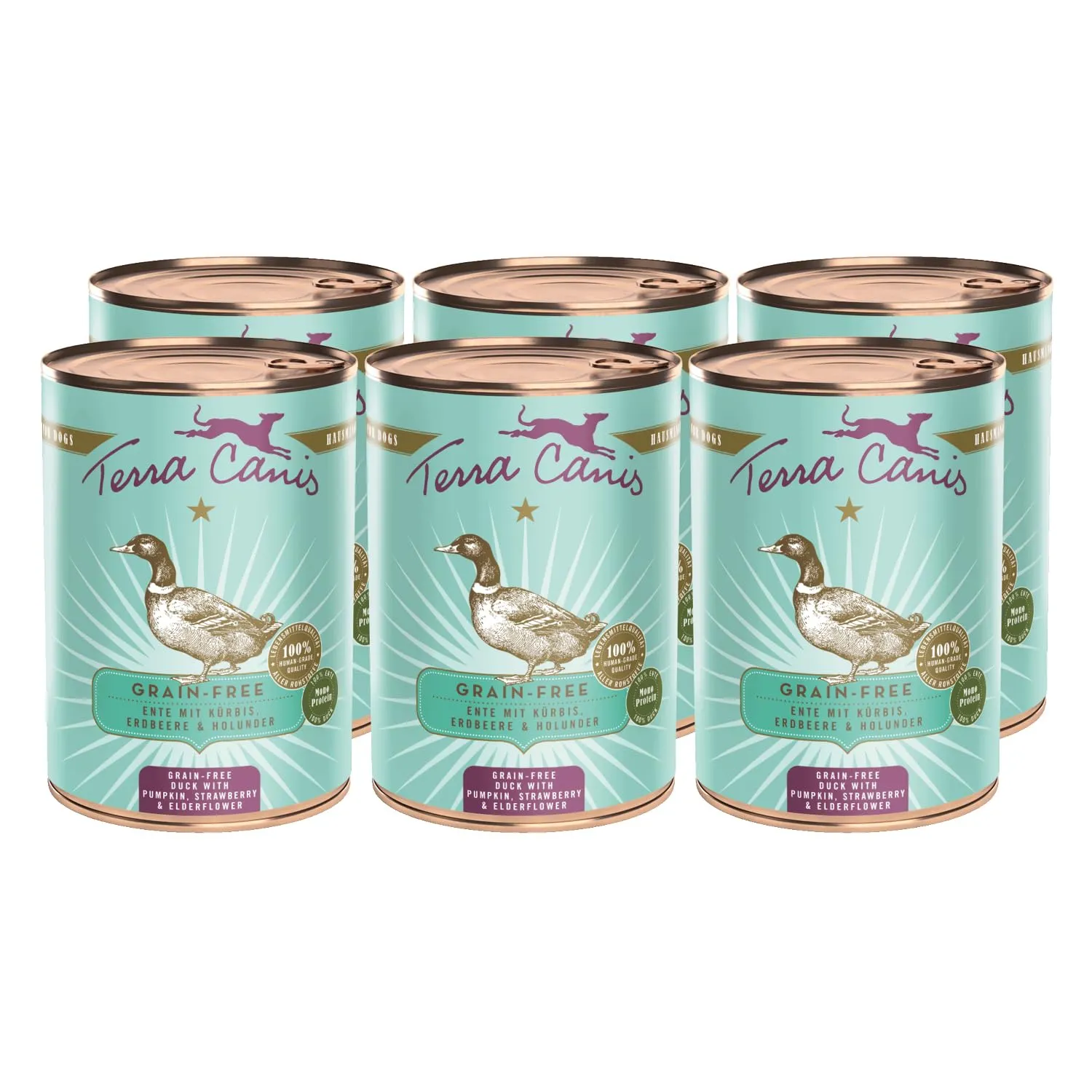 Terra Canis Anatra con zucca, cibo umido senza cereali per cani, 6x400g - immagine 1