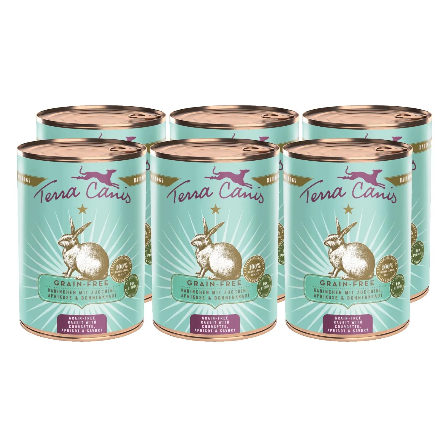 Terra Canis Coniglio, cibo umido senza cereali per cani, 6x400g - immagine 1