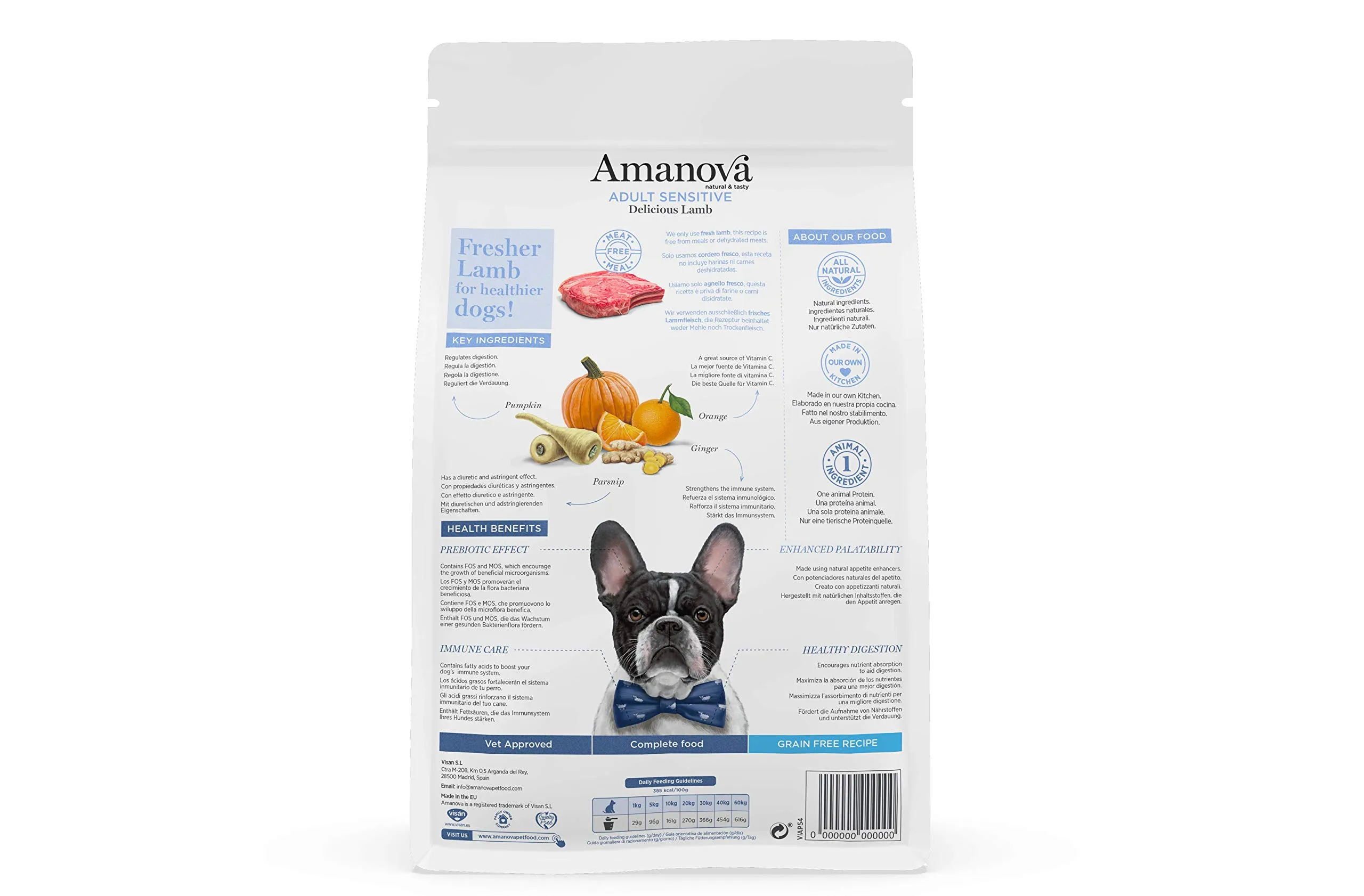 Amanova Cibo Secco per Cani Adulti di Taglia Media o Grande con Pelle o Pelo sensibile Gusto Agnello - 100% Naturale, ipoallergenico e monoproteico - Grain Free - Cruelty Free - Formato da 10 kg - immagine 2