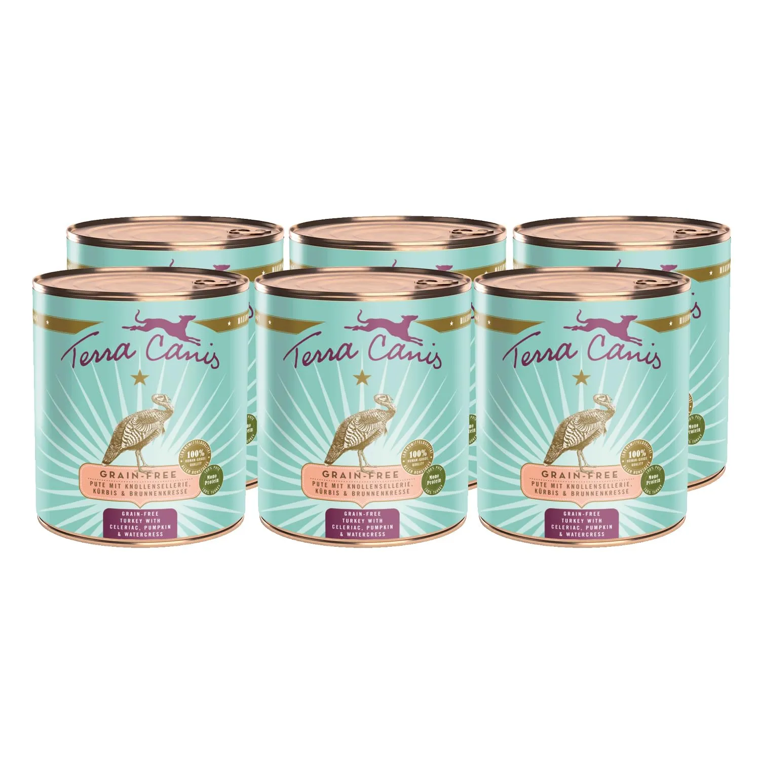 Terra Canis Tacchino con sedano, cibo umido senza cereali per cani, 6x800g - immagine 1