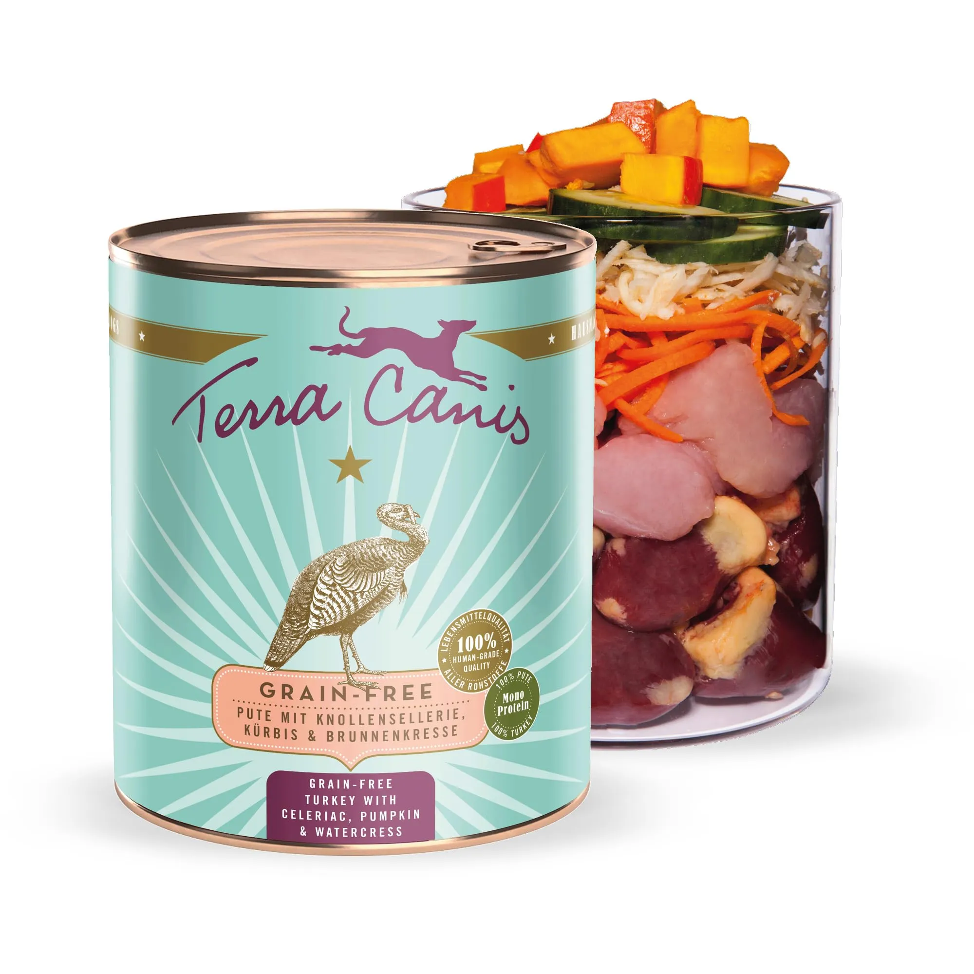 Terra Canis Tacchino con sedano, cibo umido senza cereali per cani, 800g - immagine 1