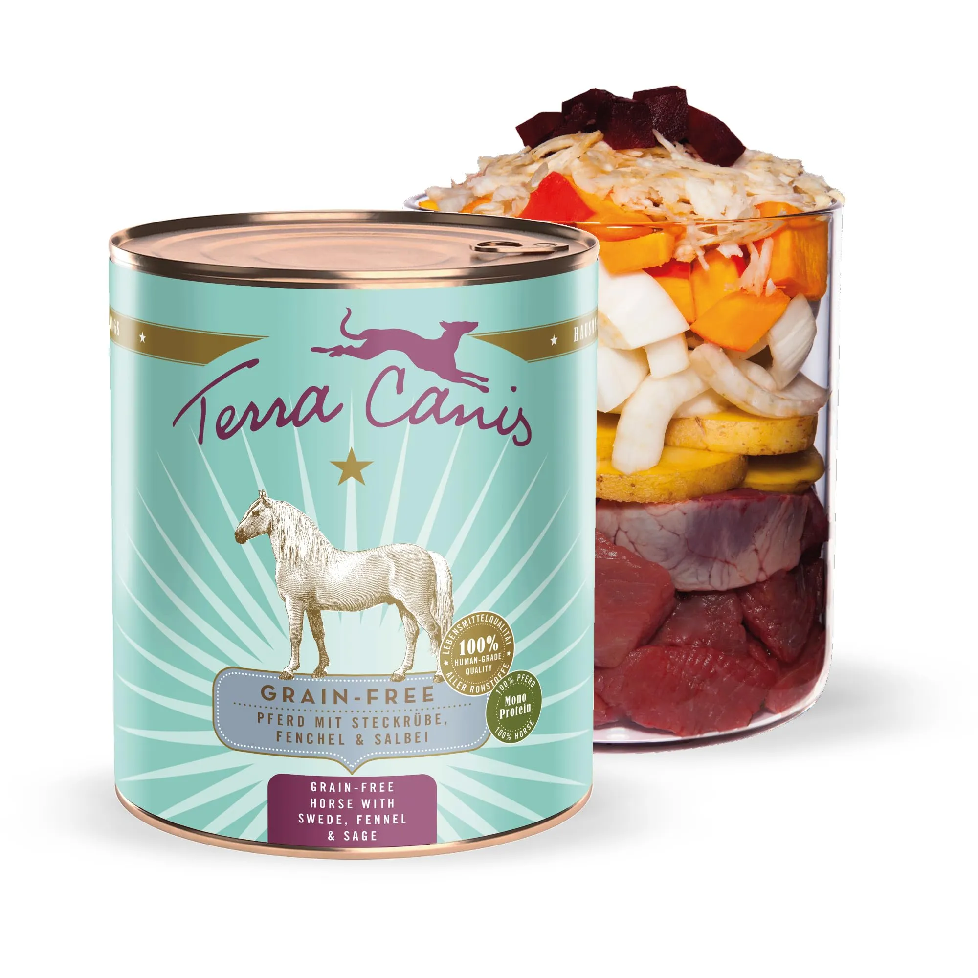 Terra Canis Cavallo con rutabaga, cibo senza cereali per cani, 800g - immagine 1