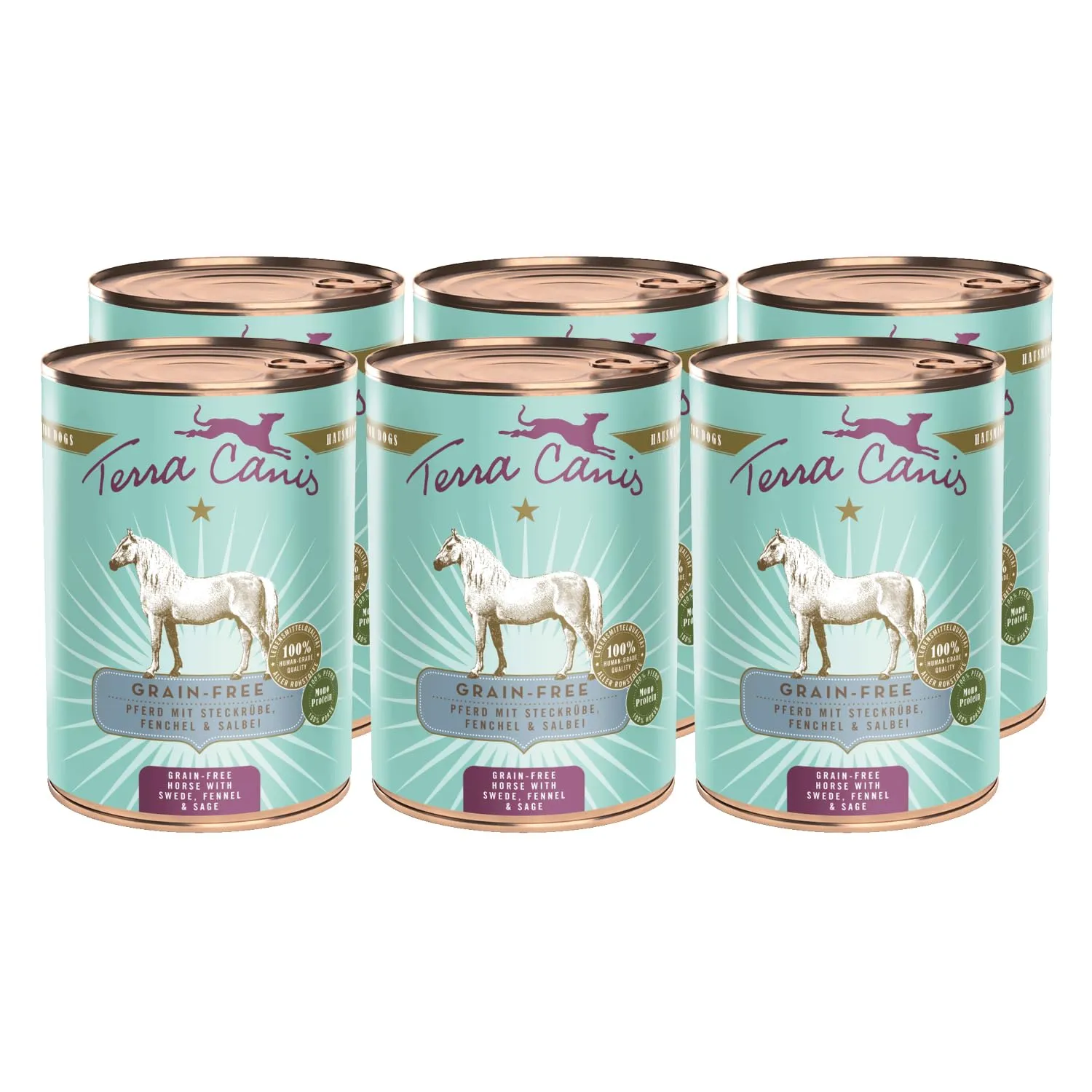 Terra Canis Cavallo con rutabaga, cibo senza cereali per cani, 6x400g - immagine 1