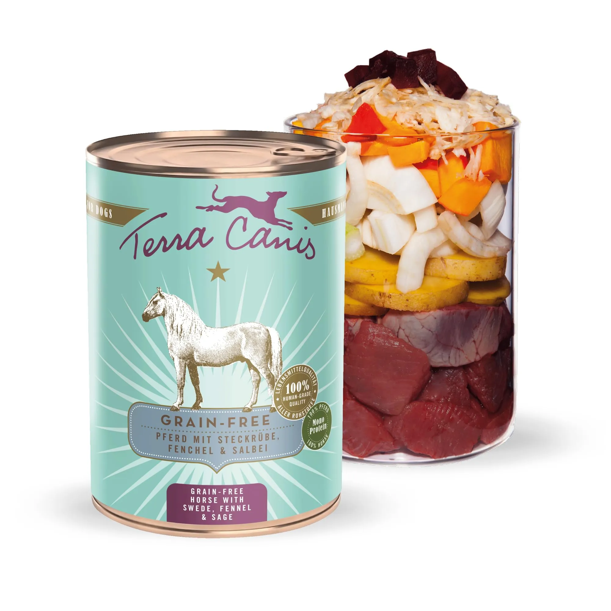 Terra Canis Cavallo con rutabaga, cibo umido senza cereali per cani, 400g - immagine 1