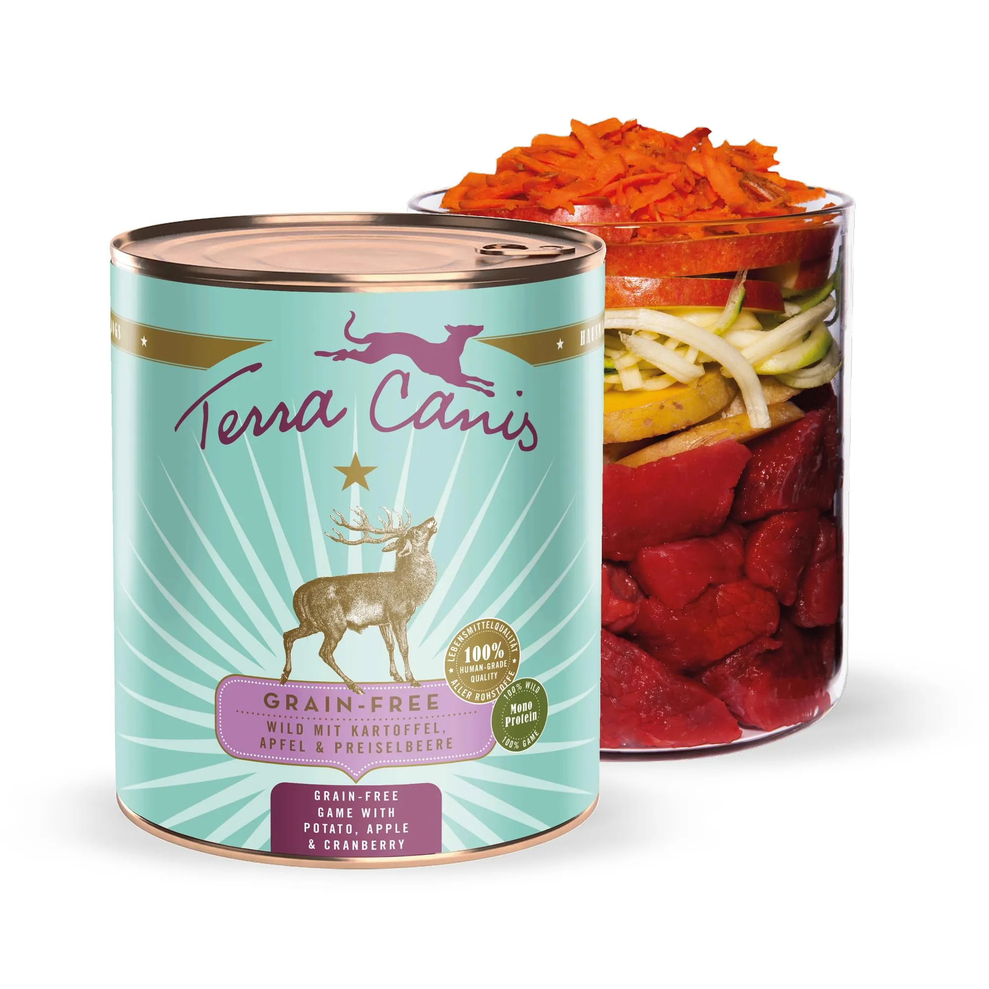 Terra Canis Selvaggina con patata, cibo umido senza cereali per cani, 800g - immagine 1