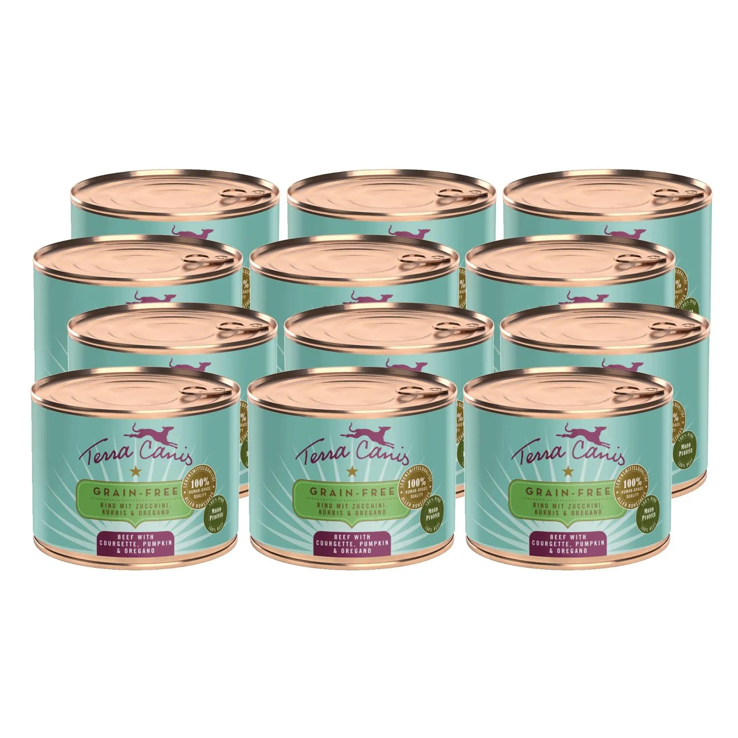 Terra Canis Manzo con zucchina, cibo umido senza cereali per cani, 12x200g - immagine 1