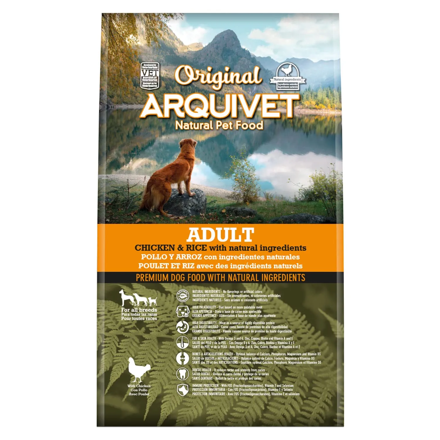 ARQUIVET Original Adult - Crocchette per cani adulti pollo e riso 3 kg - cane cibo secco per tutte le razze - ingredienti naturali - immagine 1