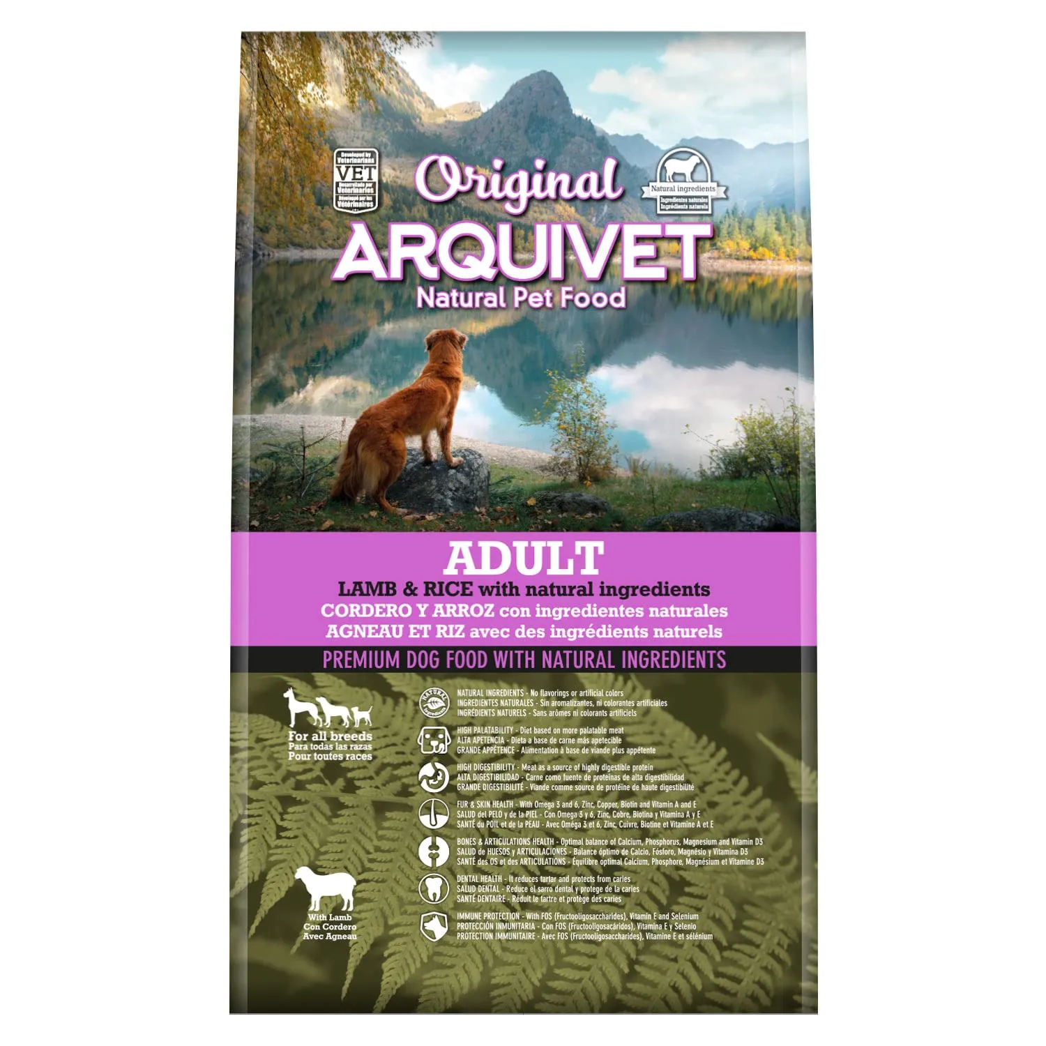 ARQUIVET Original - Adult - Agnello e riso - Crocchette per cani di agnello e riso - 3 Kg - alimento secco per cani - tutte le razze - ingredienti naturali - immagine 1