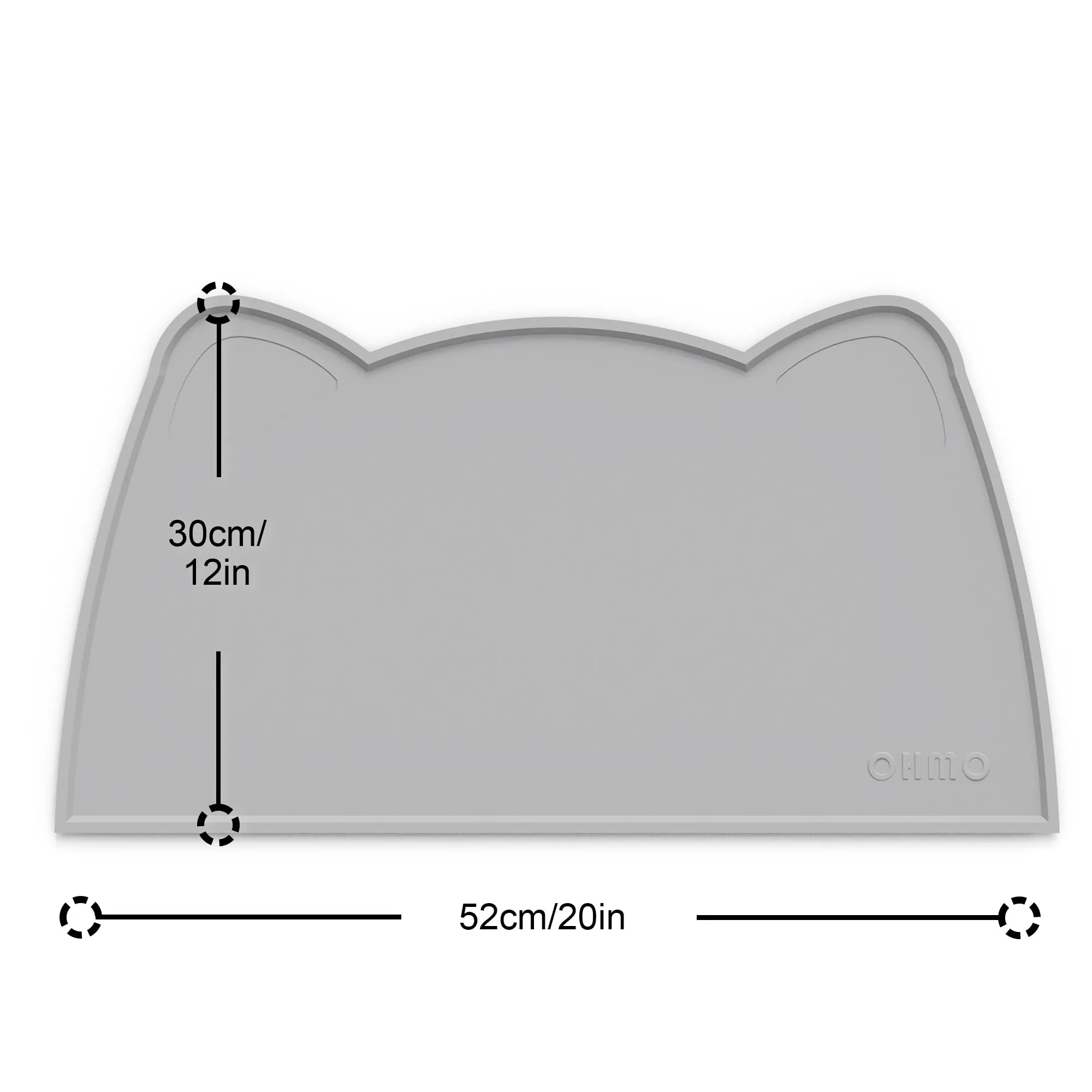 OHMO Tappetino Ciotola per Cani e Gatti in Silicone, Impermeabile Antiscivolo a Prova di Fuoriuscita per Cibo e Acqua, Facile da Pulire, 52x30cm, Cenere - immagine 2
