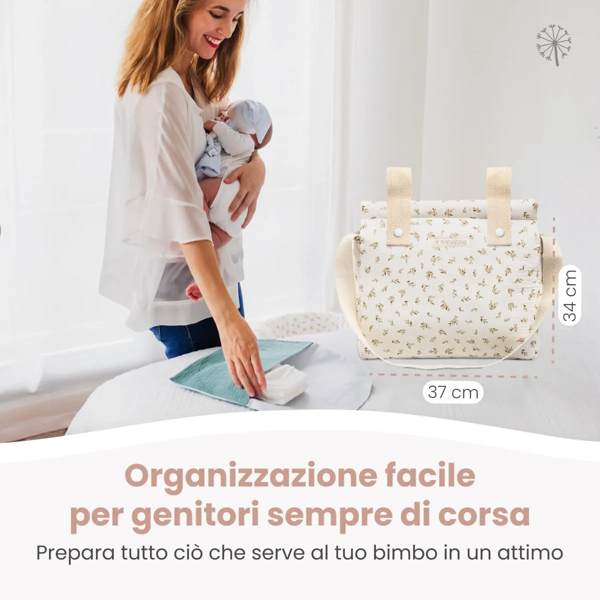 MIMUSELINA Borsa Passeggino Universale e Cambio Bambino | Borsa Fasciatoio Neonato con Ampia Capacità e Scomparti Interni | Organizer Maternità Elegante e Pratico | Realizzato in Spagna - immagine 2