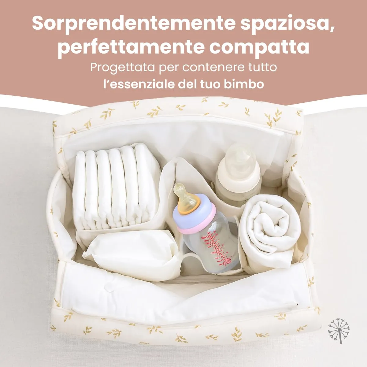 MIMUSELINA Borsa Passeggino Universale e Cambio Bambino | Borsa Fasciatoio Neonato con Ampia Capacità e Scomparti Interni | Organizer Maternità Elegante e Pratico | Realizzato in Spagna - immagine 5