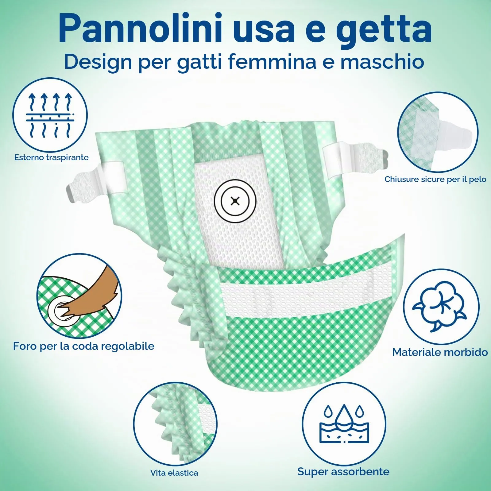 MICOOYO Pannolini per Gatti Monouso Femmina Pannolini per Cuccioli Super Assorbenti Pantaloni Igienici per Cani Gatti Pannolini per Gatti Femmina in Calore & Incontinenza (XS, Confezione da 24) - immagine 2