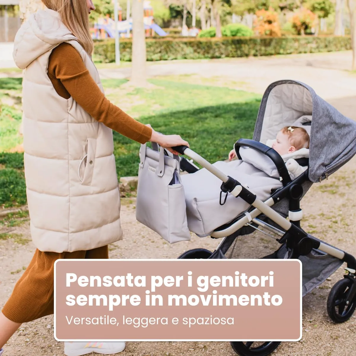MIMUSELINA Borsa Passeggino Universale e Cambio Bambino | Borsa Fasciatoio Neonato con Ampia Capacità e Scomparti Interni | Organizer Maternità Elegante e Pratico | Realizzato in Spagna - immagine 3