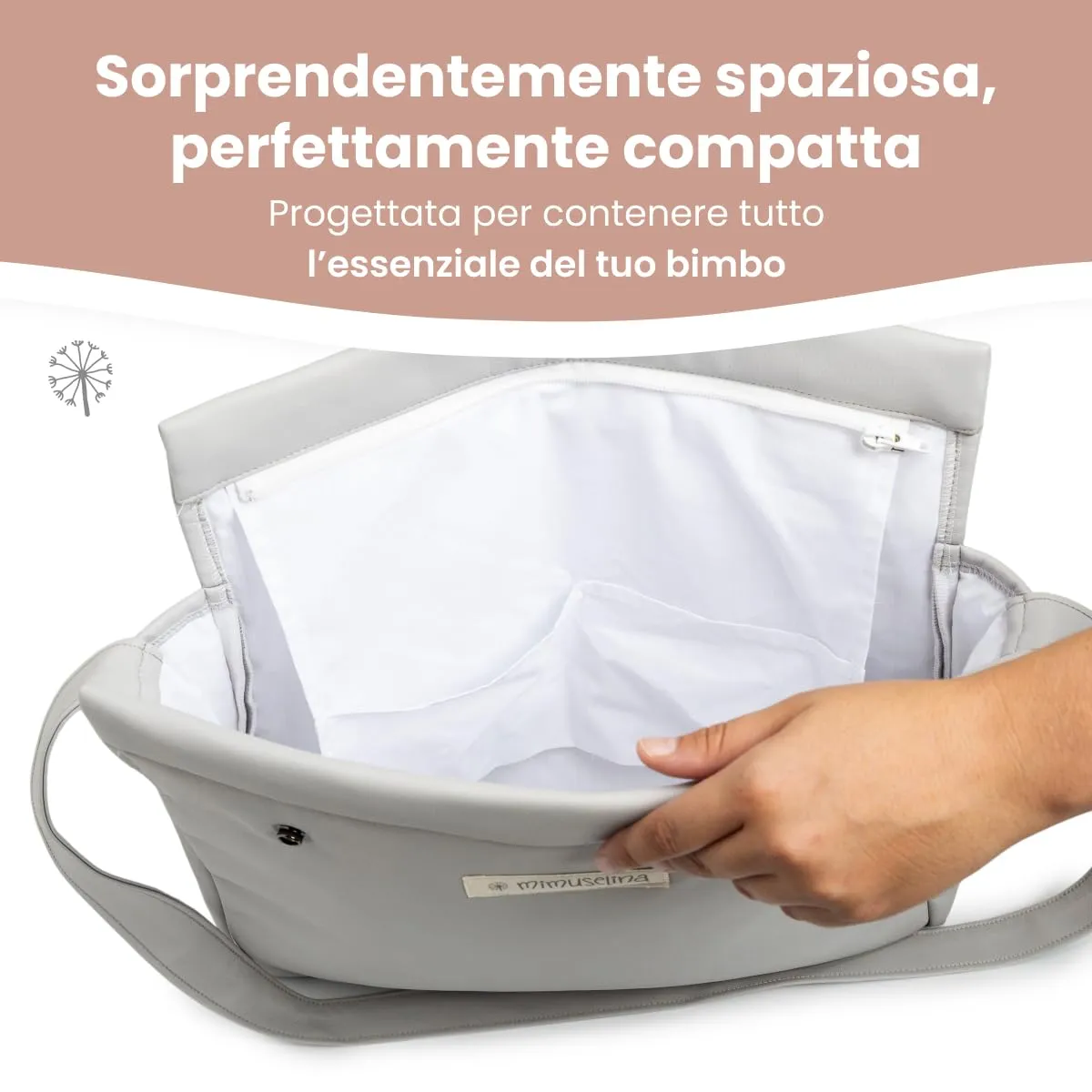 MIMUSELINA Borsa Passeggino Universale e Cambio Bambino | Borsa Fasciatoio Neonato con Ampia Capacità e Scomparti Interni | Organizer Maternità Elegante e Pratico | Realizzato in Spagna - immagine 5
