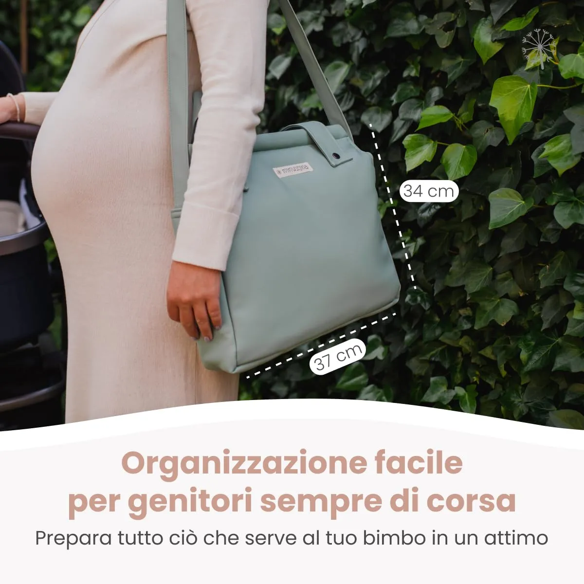 MIMUSELINA Borsa Passeggino Universale e Cambio Bambino | Borsa Fasciatoio Neonato con Ampia Capacità e Scomparti Interni | Organizer Maternità Elegante e Pratico | Realizzato in Spagna - immagine 2