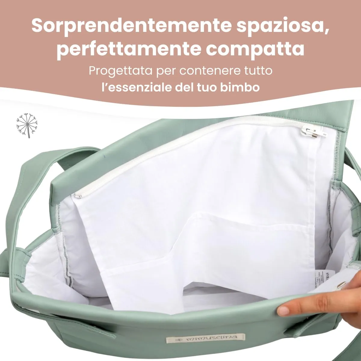 MIMUSELINA Borsa Passeggino Universale e Cambio Bambino | Borsa Fasciatoio Neonato con Ampia Capacità e Scomparti Interni | Organizer Maternità Elegante e Pratico | Realizzato in Spagna - immagine 5