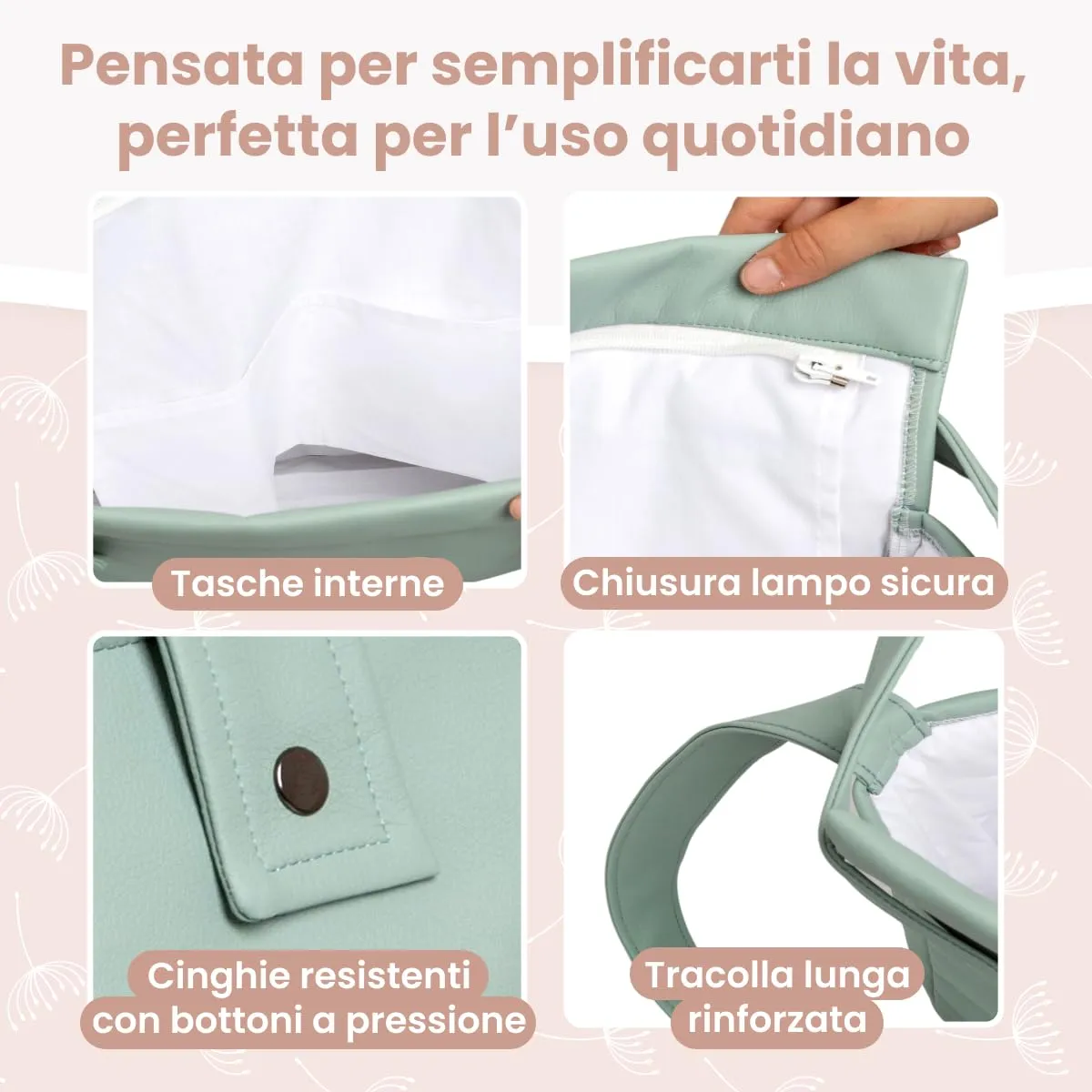 MIMUSELINA Borsa Passeggino Universale e Cambio Bambino | Borsa Fasciatoio Neonato con Ampia Capacità e Scomparti Interni | Organizer Maternità Elegante e Pratico | Realizzato in Spagna - immagine 7