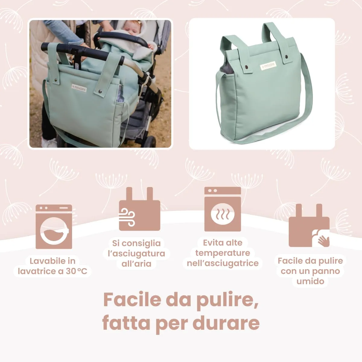 MIMUSELINA Borsa Passeggino Universale e Cambio Bambino | Borsa Fasciatoio Neonato con Ampia Capacità e Scomparti Interni | Organizer Maternità Elegante e Pratico | Realizzato in Spagna - immagine 8