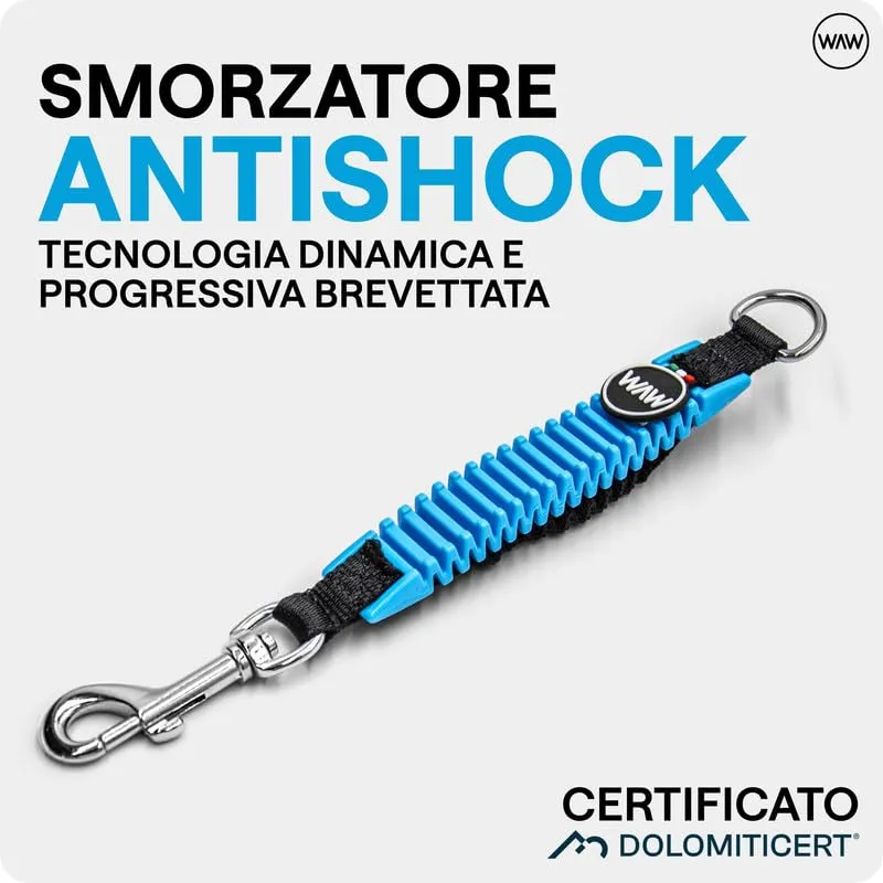 WAW, Smorzatore Antishock per Guinzaglio Cani, per Cani da 1 a 50 kg, Taglia XXL, Azzurro/Nero, Linea Basic - immagine 2