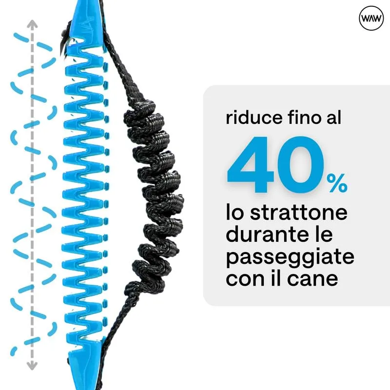 WAW, Smorzatore Antishock per Guinzaglio Cani, per Cani da 1 a 50 kg, Taglia XL, Azzurro/Nero, Linea Basic - immagine 4