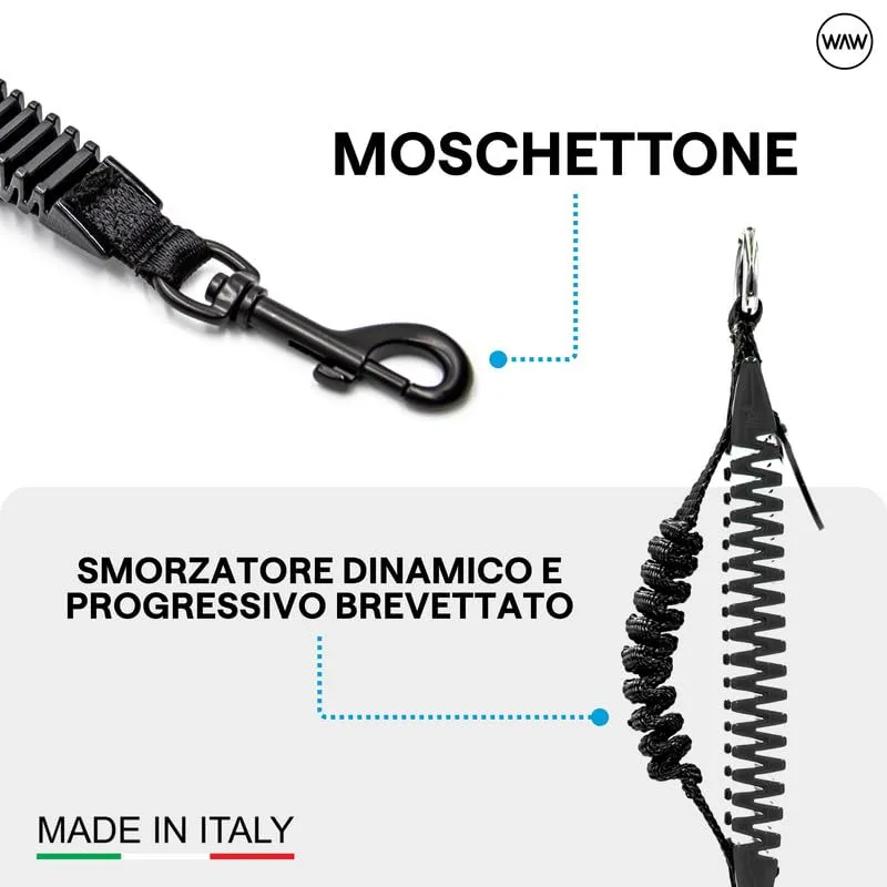 WAW, Smorzatore Antishock per Guinzaglio Cani, per Cani da 1 a 50 kg, Taglia XS, Nero/Cromo, Linea F-Black - immagine 3