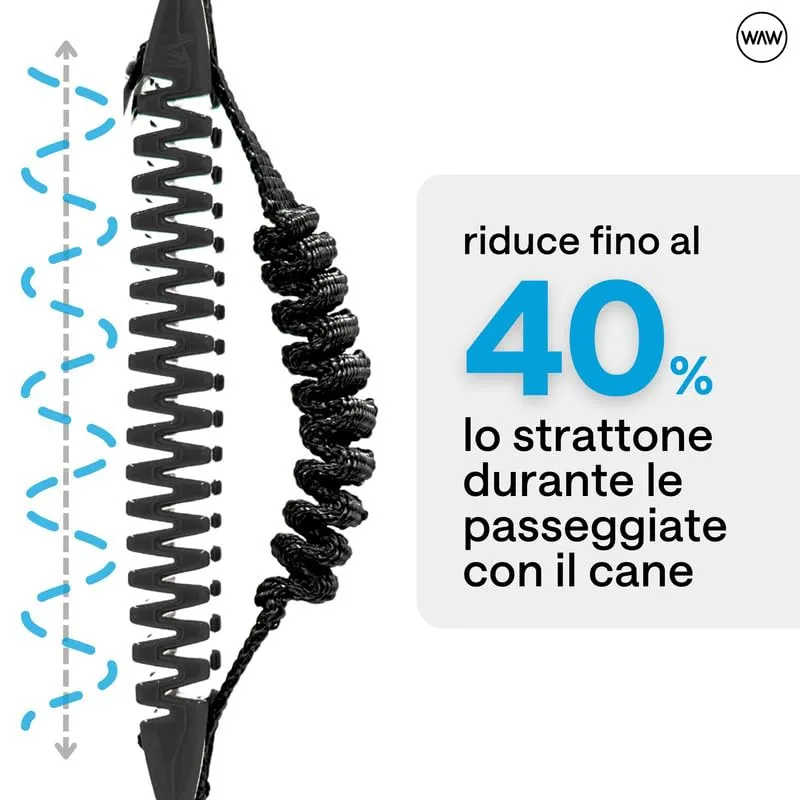 WAW, Smorzatore Antishock per Guinzaglio Cani, per Cani da 1 a 50 kg, Taglia XXL, Nero/Cromo, Linea F-Black - immagine 4
