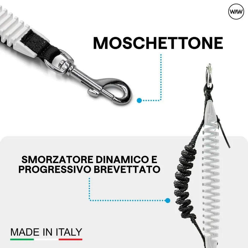 WAW, Smorzatore Antishock per Guinzaglio Cani, per Cani da 1 a 50 kg, Taglia L, Bianco/Nero, Linea Basic - immagine 3