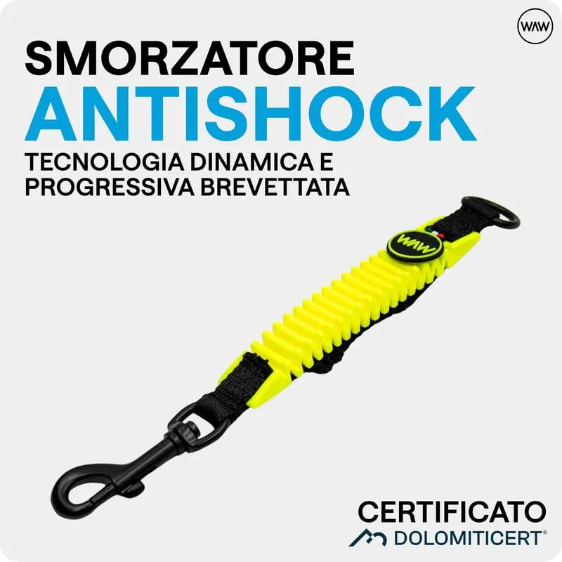 WAW, Smorzatore Antishock per Guinzaglio Cani, per Cani da 1 a 50 kg, Taglia XL, Giallo Fluo/Nero, Linea F-Black - immagine 2