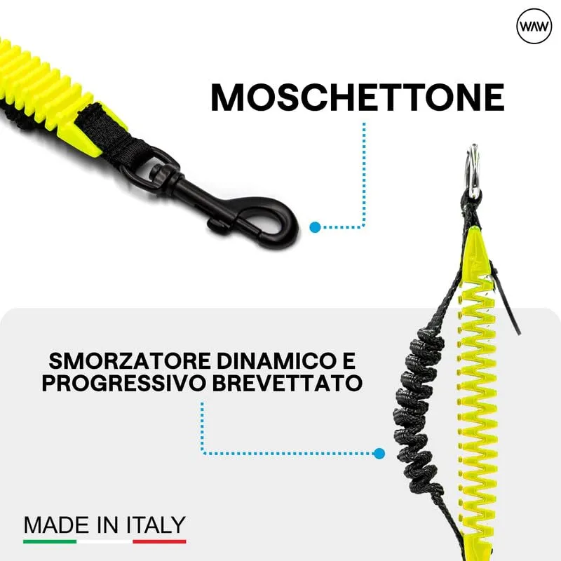 WAW, Smorzatore Antishock per Guinzaglio Cani, per Cani da 1 a 50 kg, Taglia XL, Giallo Fluo/Nero, Linea F-Black - immagine 3