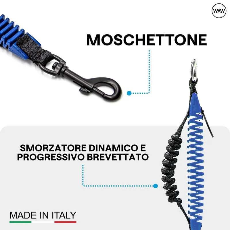 WAW, Smorzatore Antishock per Guinzaglio Cani, per Cani da 1 a 50 kg, Taglia S, Blu Indaco/Nero, Linea F-Black - immagine 3