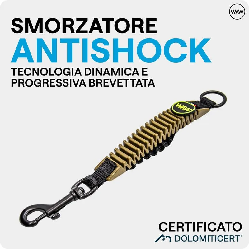 WAW, Smorzatore Antishock per Guinzaglio Cani, per Cani da 1 a 50 kg, Taglia XXL, Verde Militare/Nero, Linea F-Black - immagine 2