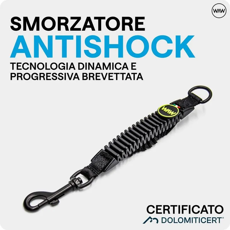 WAW, Smorzatore Antishock per Guinzaglio Cani, per Cani da 1 a 50 kg, Taglia XXS, Nero/Cromo, Linea F-Black - immagine 2