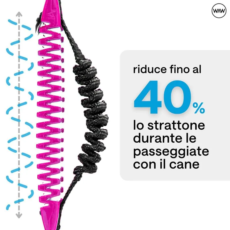 WAW, Smorzatore Antishock per Guinzaglio Cani, per Cani da 1 a 50 kg, Taglia L, Fucsia/Grigio, Linea Sun - immagine 4