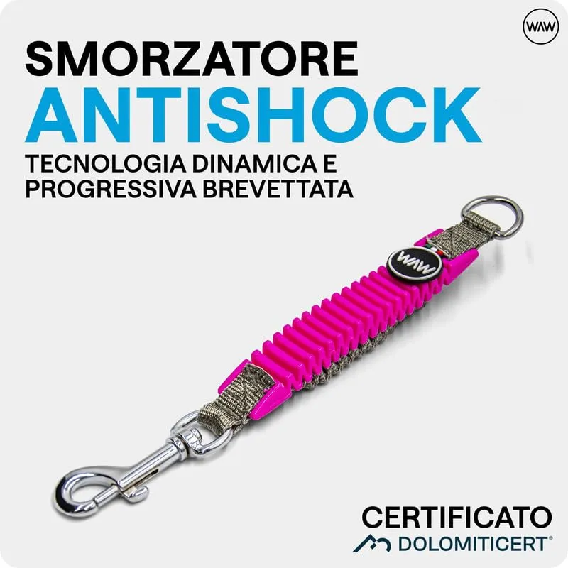 WAW, Smorzatore Antishock per Guinzaglio Cani, per Cani da 1 a 50 kg, Taglia XXS, Fucsia/Grigio, Linea Sun - immagine 2
