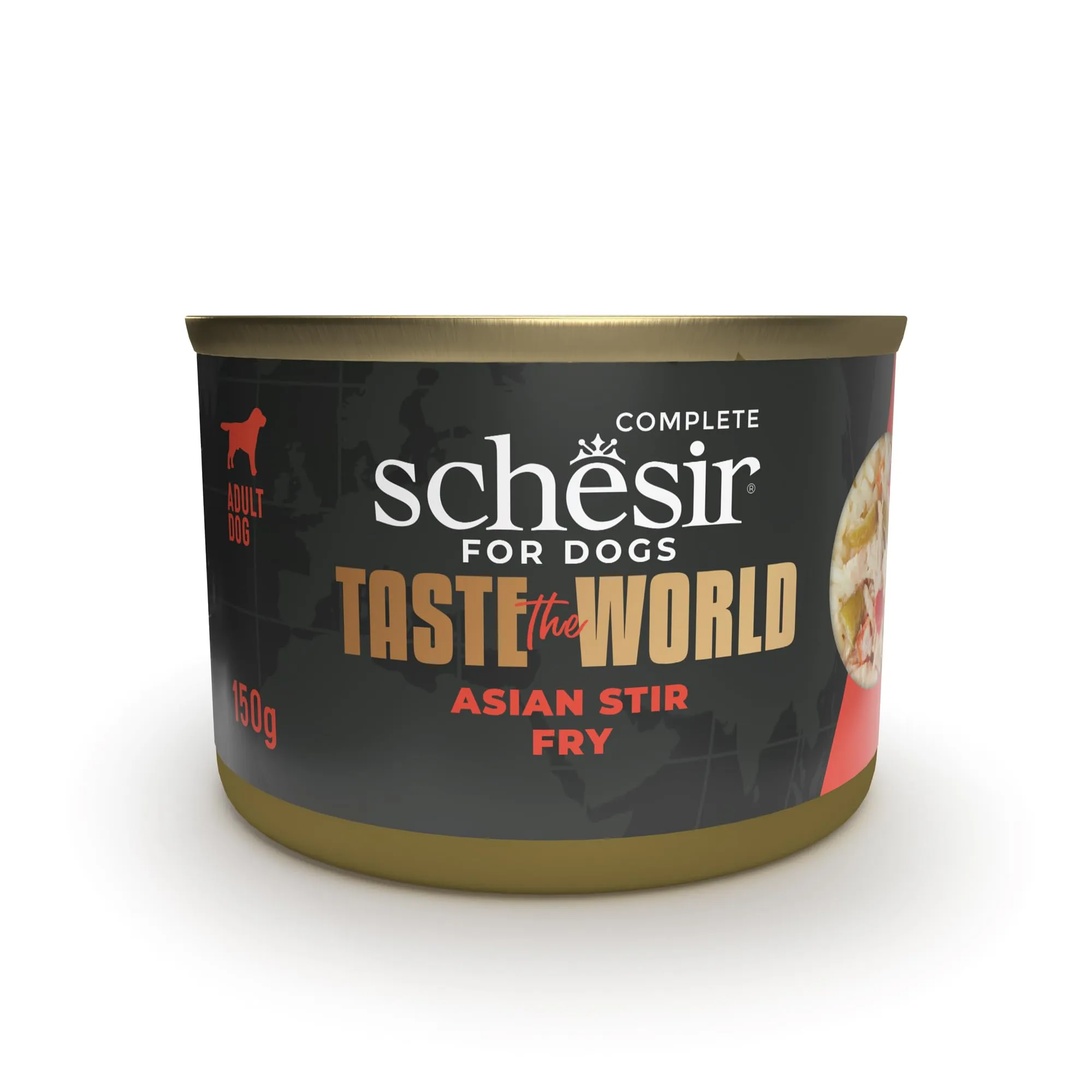 Schesir Taste The World, Gusto Asian Stir Fry, Cibo Umido Completo per cani (Lattine 8 da 150g) - immagine 1