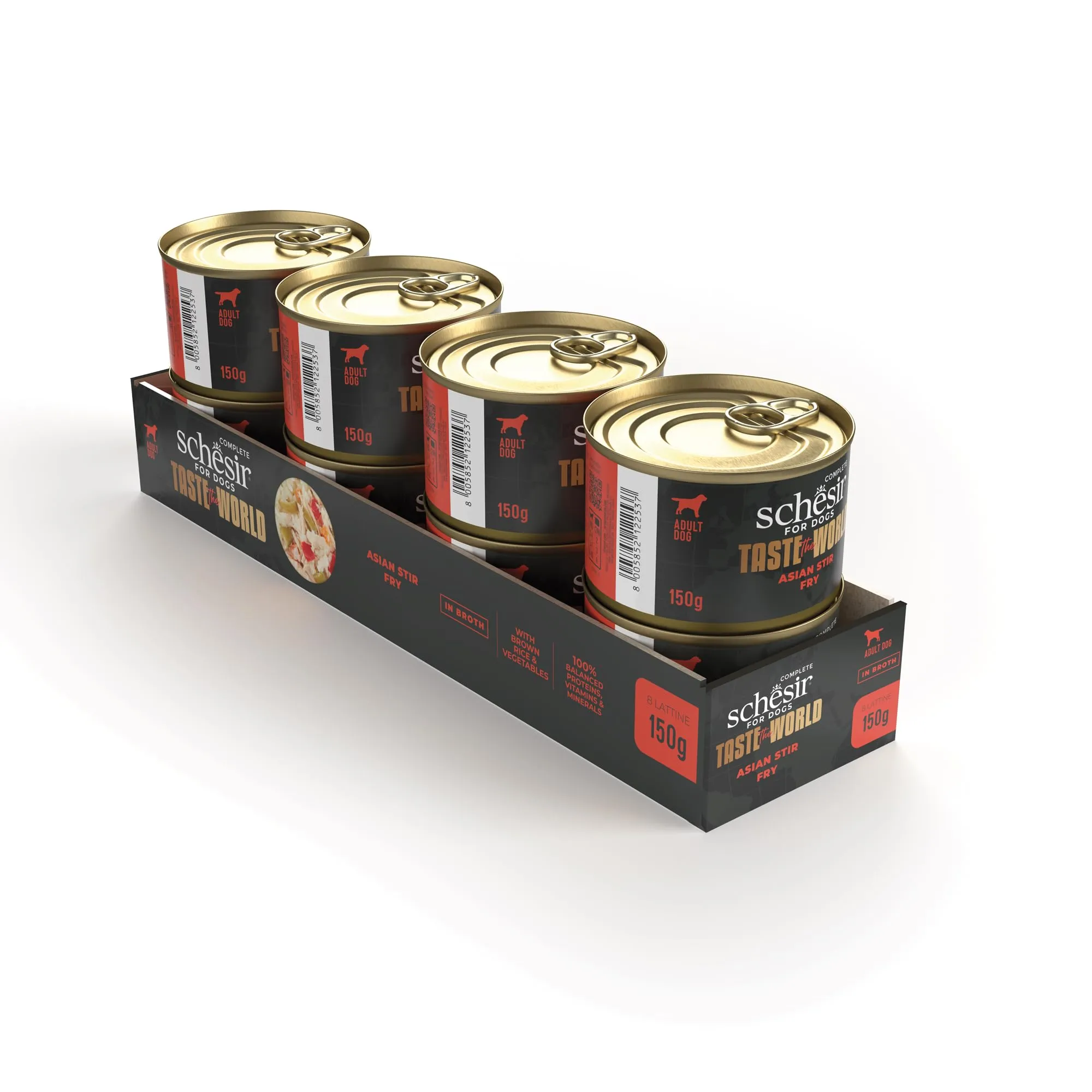 Schesir Taste The World, Gusto Asian Stir Fry, Cibo Umido Completo per cani (Lattine 8 da 150g) - immagine 3