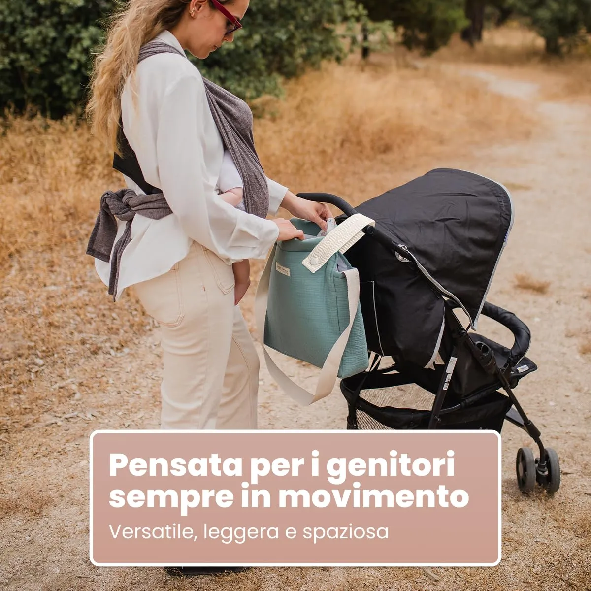 MIMUSELINA Borsa Passeggino Universale e Cambio Bambino | Borsa Fasciatoio Neonato con Ampia Capacità e Scomparti Interni | Organizer Maternità Elegante e Pratico | Realizzato in Spagna - immagine 4