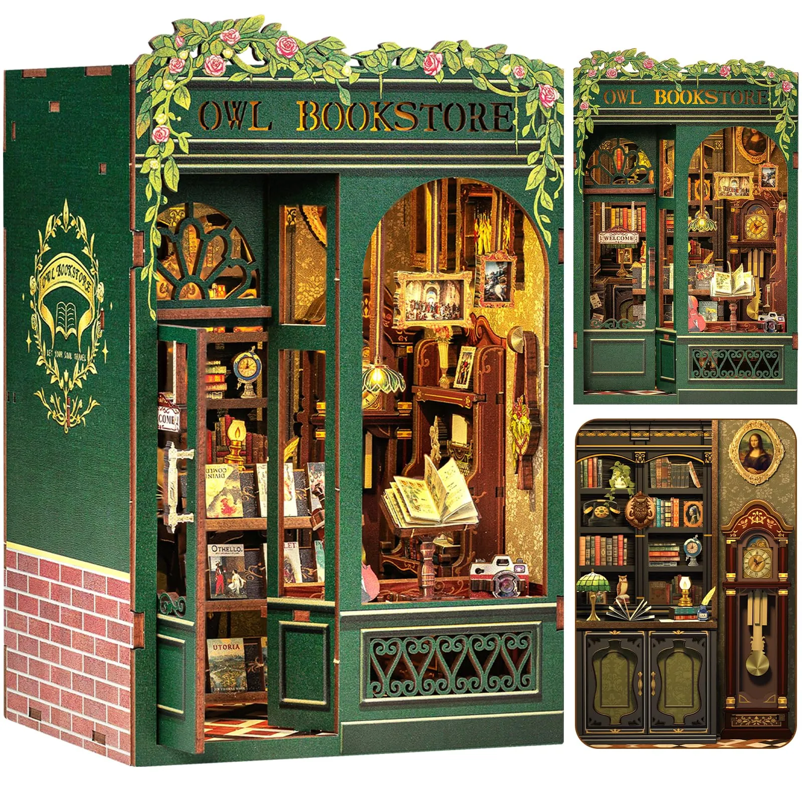Cutefun Book Nook Kit – Creativo per Realizzare Case delle bambole, Modello in Scala per Appassionati, Donne, Ragazzi e Amanti dei Libri(OWL Bookstore) - immagine 1