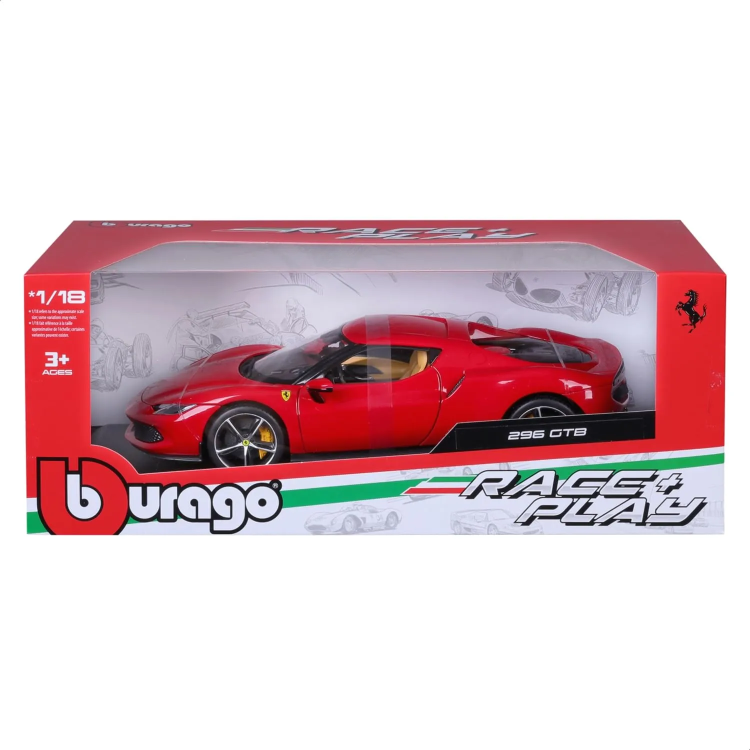 BBURAGO - Ferrari 296 GTB R&P - Modellino Realistico Auto in Scala 1:18, Licenza Ufficiale Ferrari, Età consigliata 3+ Anni - immagine 10
