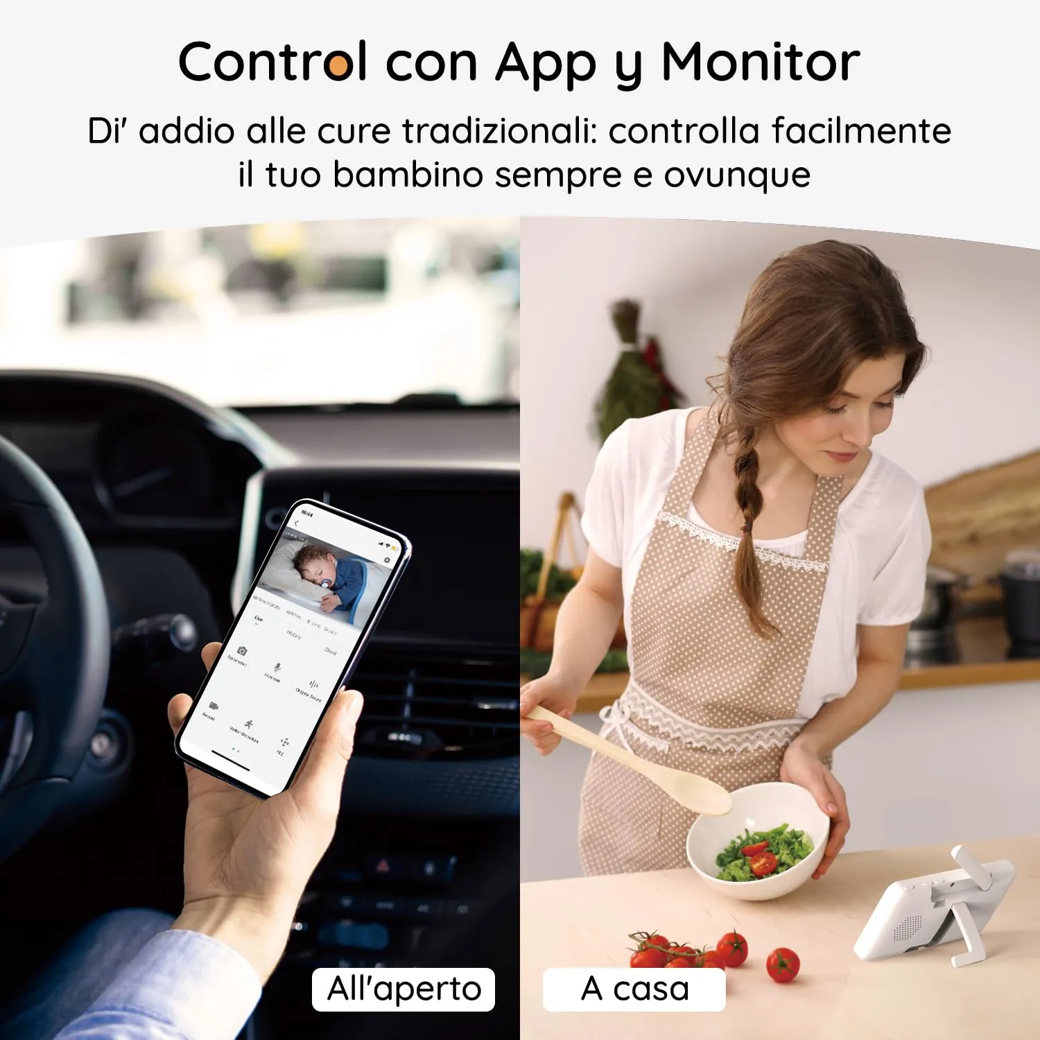 BOIFUN 2K Baby Monitor WiFi con Display 5”, Controllo Doppio App e Monitor, Avvisi Pianto e Movimento, Visione Notturna Senza Disturbi, Temperatura e Umidità, Rotazione 360°, fino a 19h - immagine 3