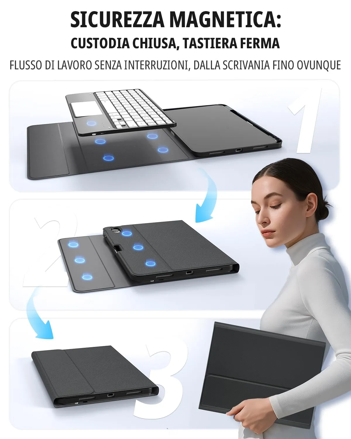 CACOE Cover con Tastiera per iPad 11 (A16) 2025 11" / 10 2022 con Touchpad - immagine 5