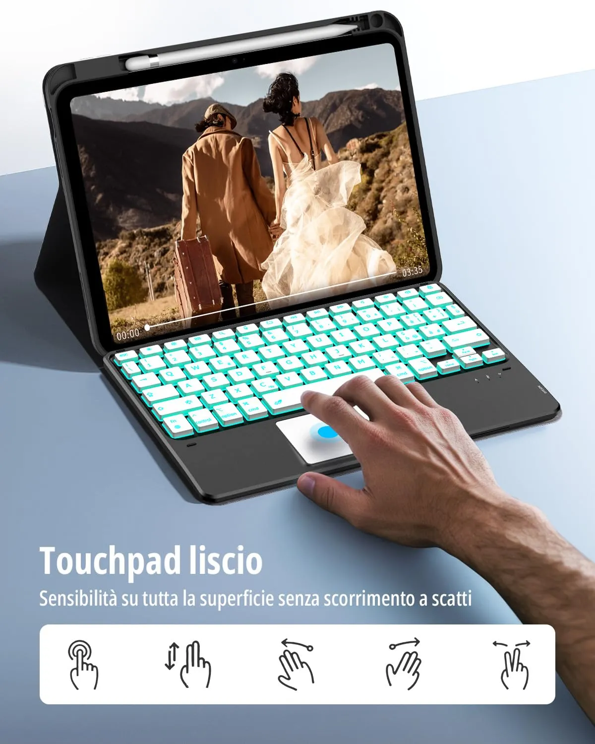 CACOE Cover con Tastiera per iPad 11 (A16) 2025 11" / 10 2022 con Touchpad - immagine 6