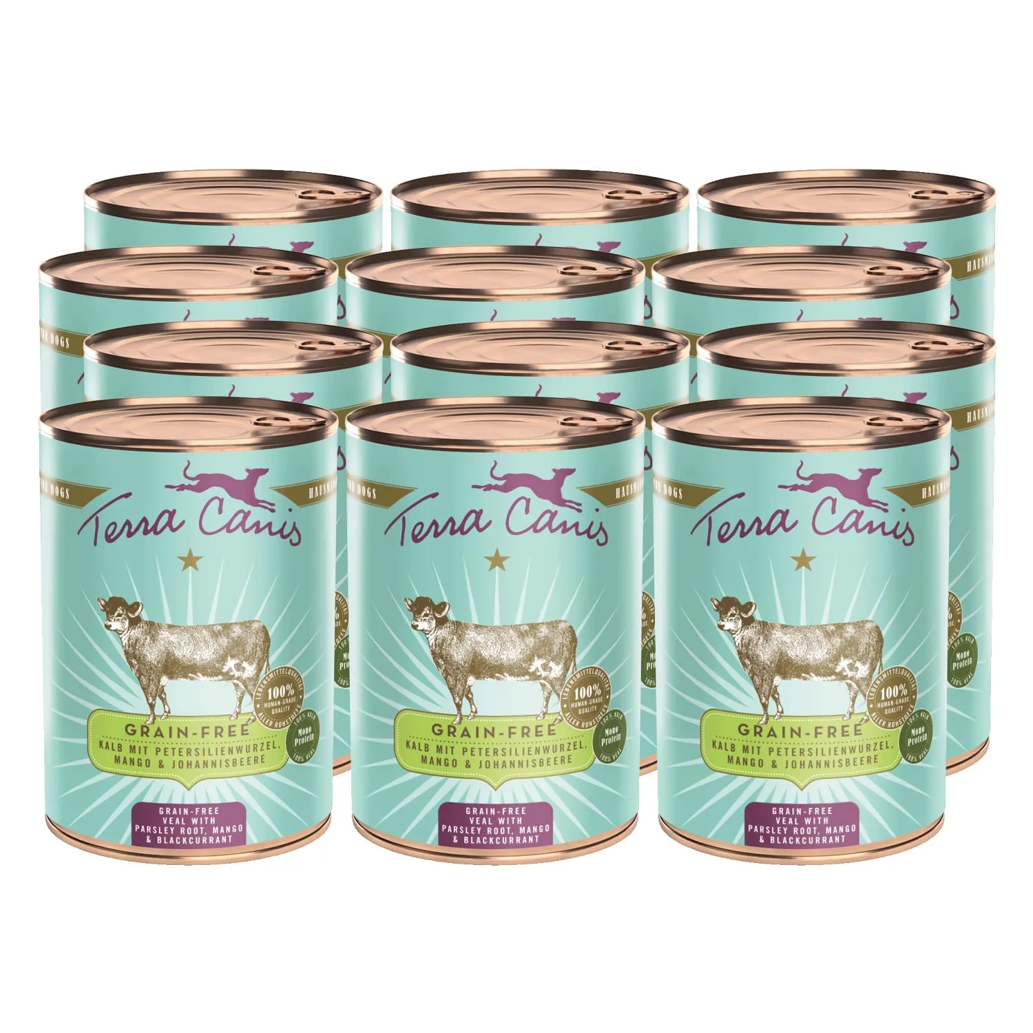 Terra Canis Vitello, cibo umido senza cereali per cani, 12x400g - immagine 1