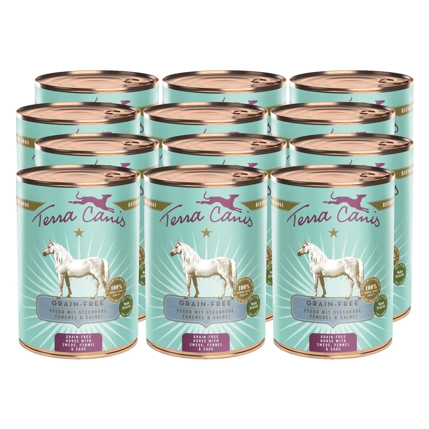 Terra Canis Cavallo con rutabaga, cibo senza cereali per cani, 12x400g - immagine 1